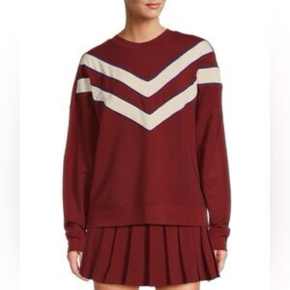 Antonio Melani Burgundy Chevron Varsity Crewneck Sweatshirt Size M
